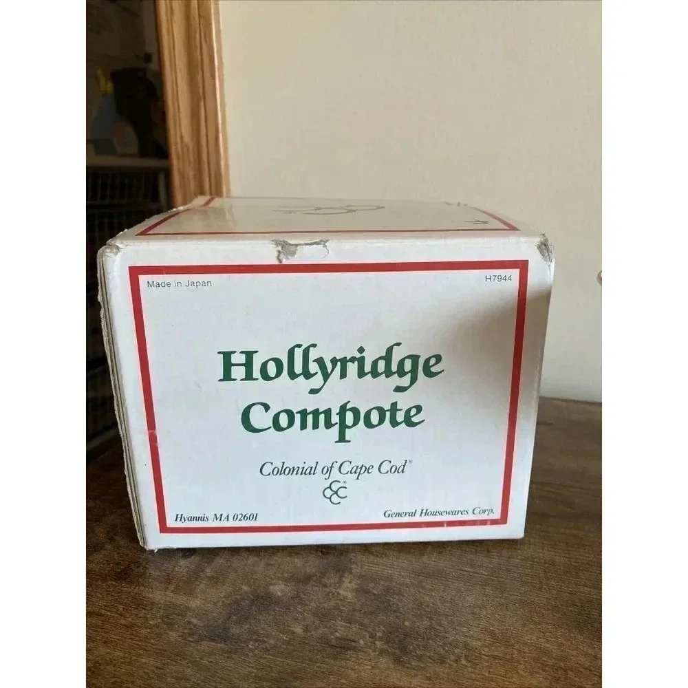 Hollyridge Compote Christmas Holiday Holly Red Berries Candy Nut Dish